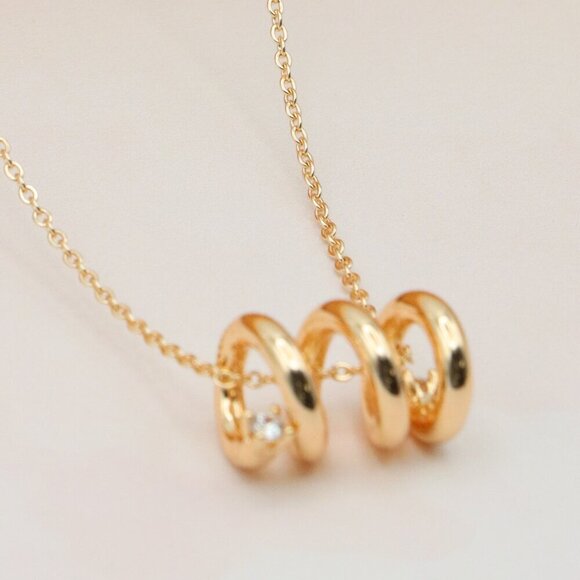 Minimal Spiral Pendant Rose Gold Necklace, XPNL0221 - Picture 1 of 13